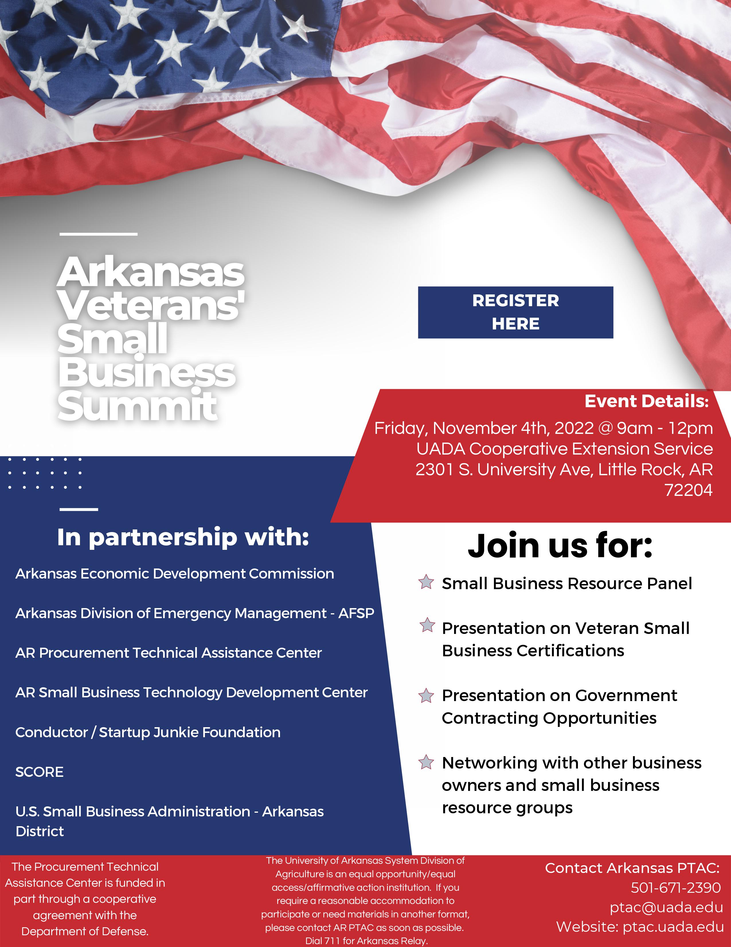 Cooperative Extension Service to host Arkansas Veterans' Small Business